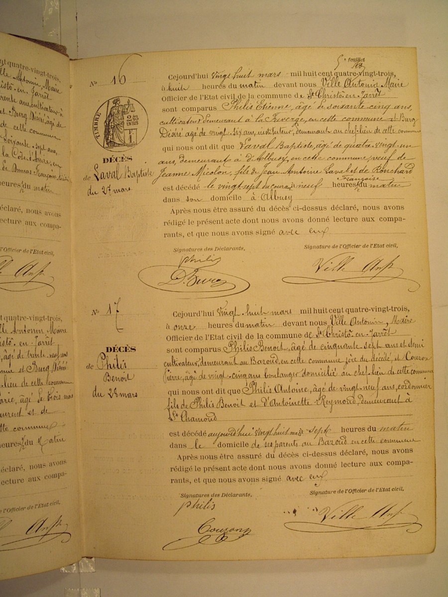 Page du registre